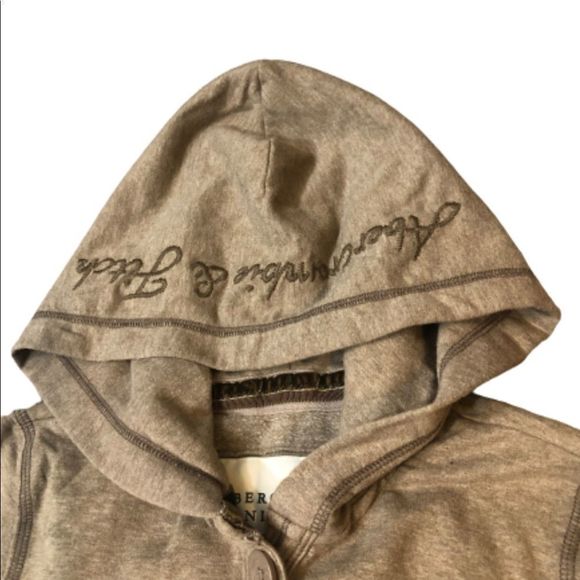 ABERCROMBIE AND FITCH AUNTHENTIV VINTAGE TAN HOODED BUTTON FRONT COTTON JACKET - Picture 3 of 8